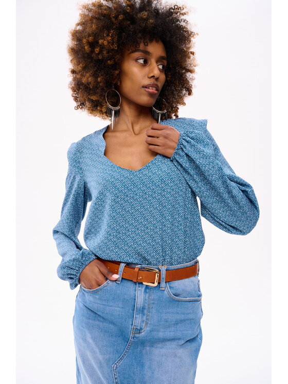 blue shadow blue shadow Bluzka Rufo Niebieski Regular Fit