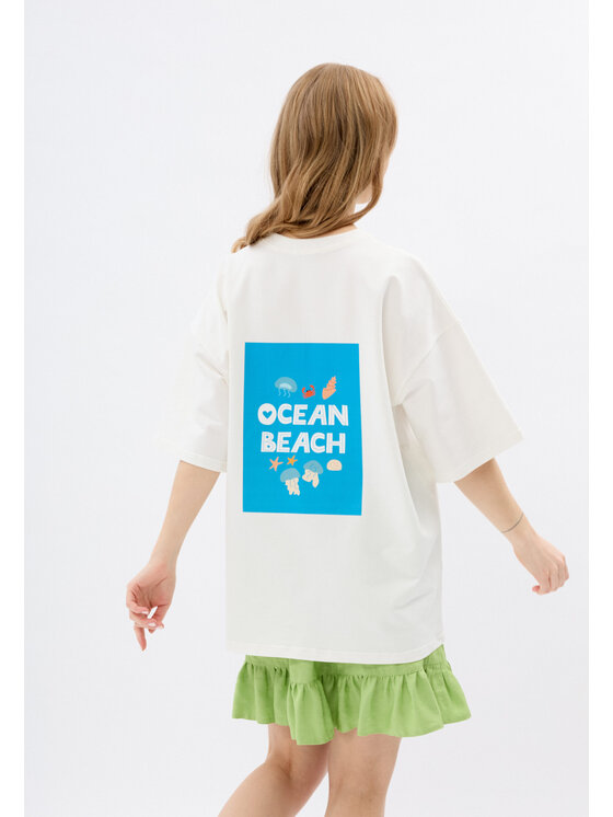 Mirons Mirons T-Shirt Print Biały Oversize