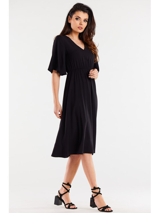Awama Awama Sukienka letnia A518 Czarny Basic Fit