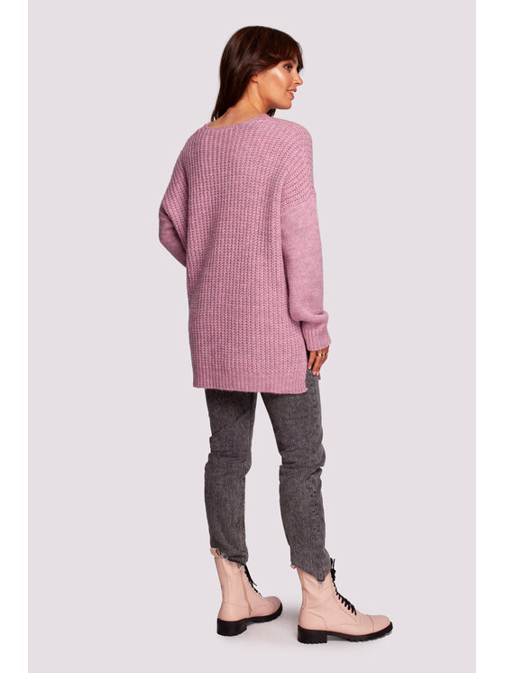 BeWear BeWear Sweter BK087 Różowy Modern Fit