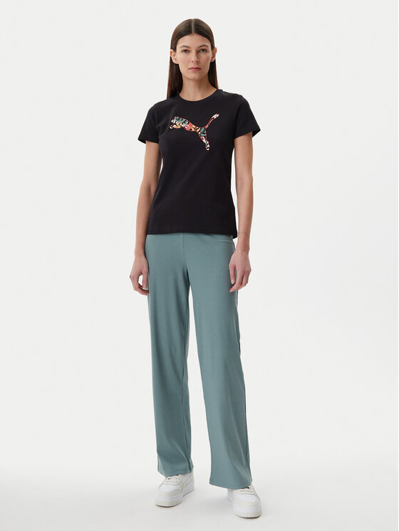 Puma Puma T-Shirt Floral Cat 685081 Czarny Regular Fit