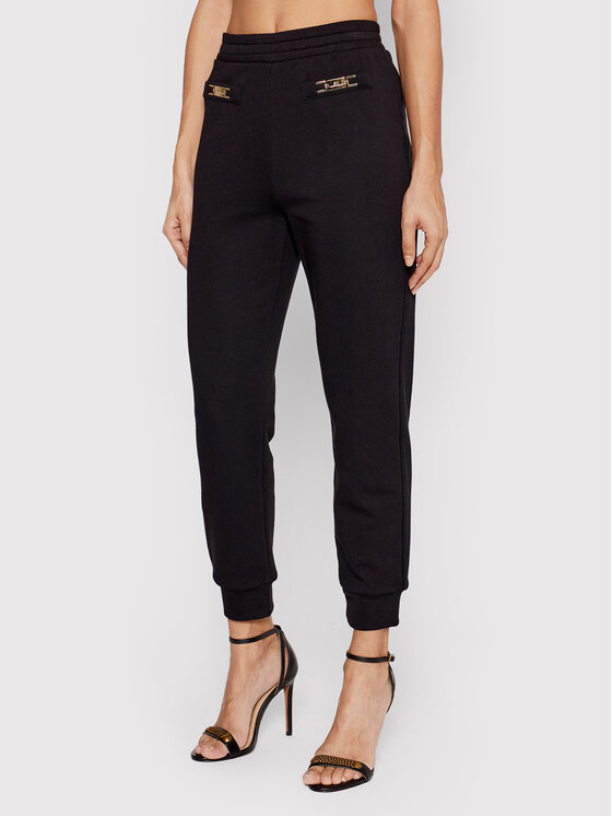 Elisabetta Franchi Pantaloni da tuta PA-004-21E2-V180 Nero Regular Fit •  Modivo.it