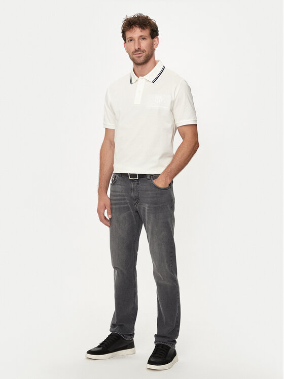 Gant Gant Тениска с яка и копчета Contrast 2013039 Екрю Regular Fit