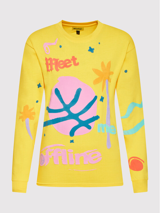 Market Market Majica dugih rukava Unisex Meet Me Offline 398000330 Žuta Regular Fit