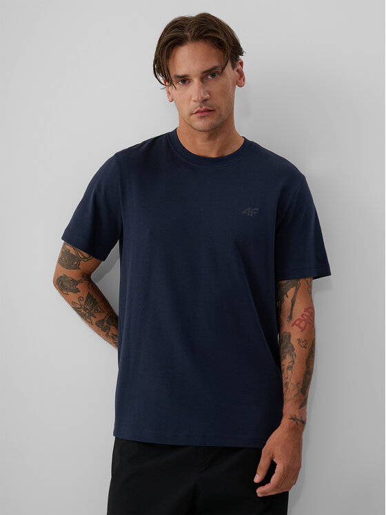 4F 4F T-Shirt ESSENTIAL Granatowy Regular Fit