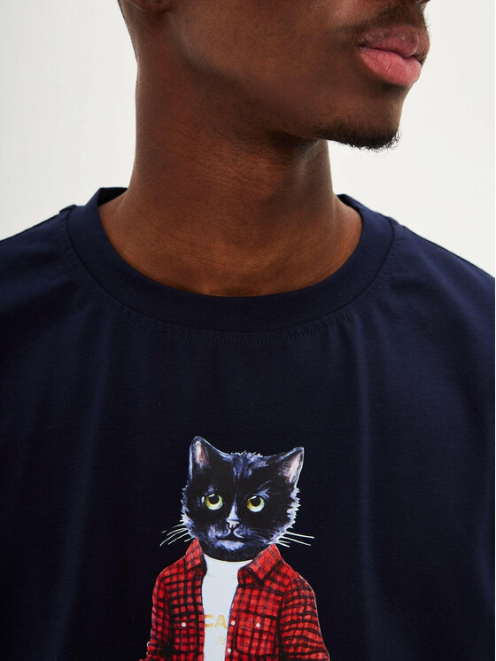 CAT by maniita lacitta CAT by maniita lacitta T-Shirt Printed men's t-shirt with CAT Niebieski Regular Fit