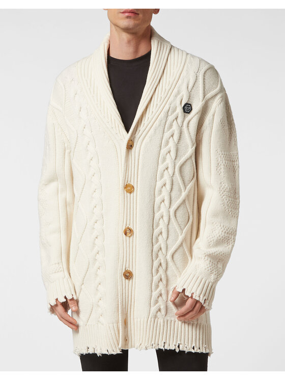 PHILIPP PLEIN PHILIPP PLEIN Kardigán 2423 Biela Regular Fit