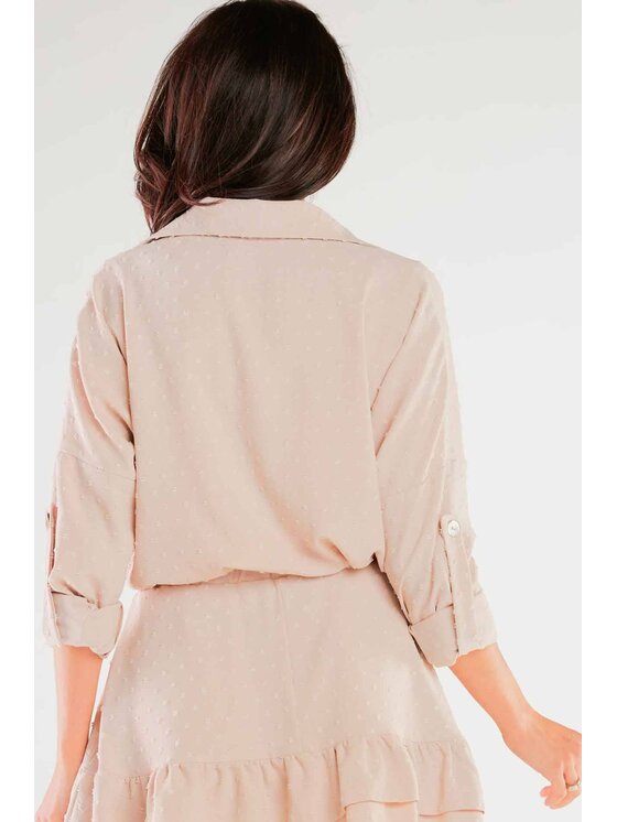 Awama Awama Koszula A425 Beżowy Basic Fit