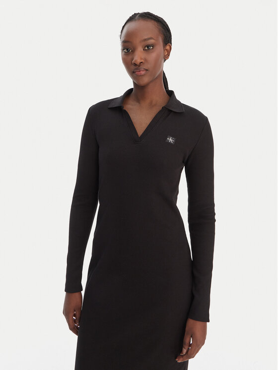 Calvin Klein Jeans Calvin Klein Jeans Pletena obleka LV047E202G Črna Slim Fit