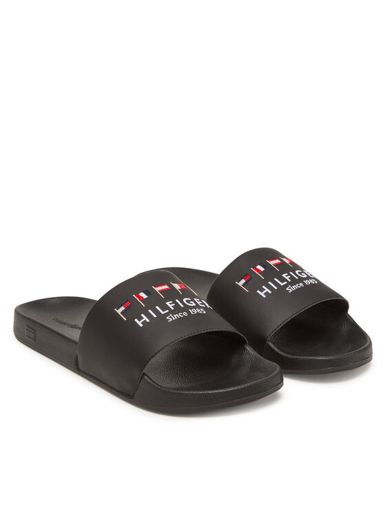 Tommy Hilfiger Tommy Hilfiger Şlapi Flags Pool Slide FM0FM05431 Negru