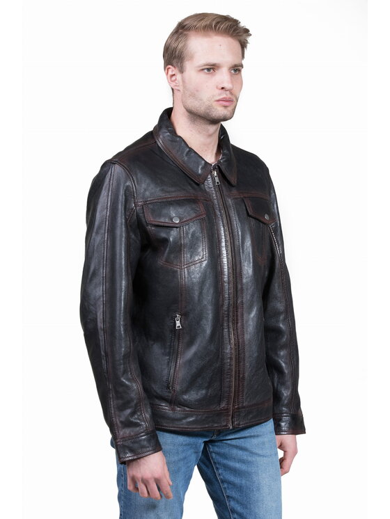 David Ryan David Ryan Kurtka skórzana ROCCO Czarny Regular Fit