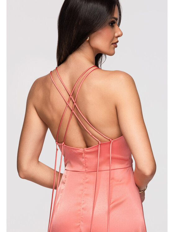 Ombre Ombre Sukienka wieczorowa LA-OM-DLR366 Różowy ciemny Slim Fit