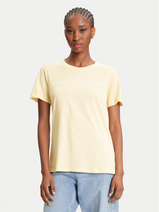 Tommy Hilfiger Tommy Hilfiger Tricou WW0WW40276 Galben Regular Fit