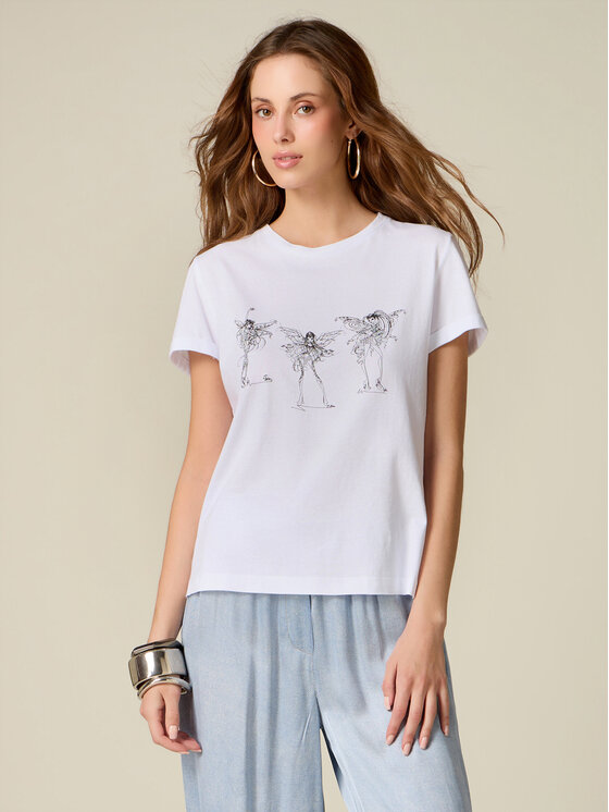 Oltre Oltre T-Shirt G04AJ004815N011 Biały Regular Fit