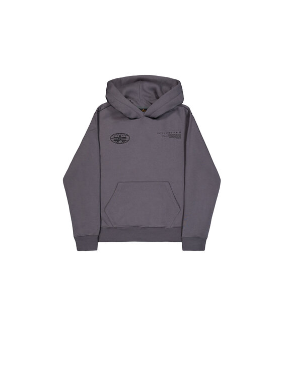 Alpha Industries Alpha Industries Bluza World Logo Backprint Hoodie Szary Loose Fit