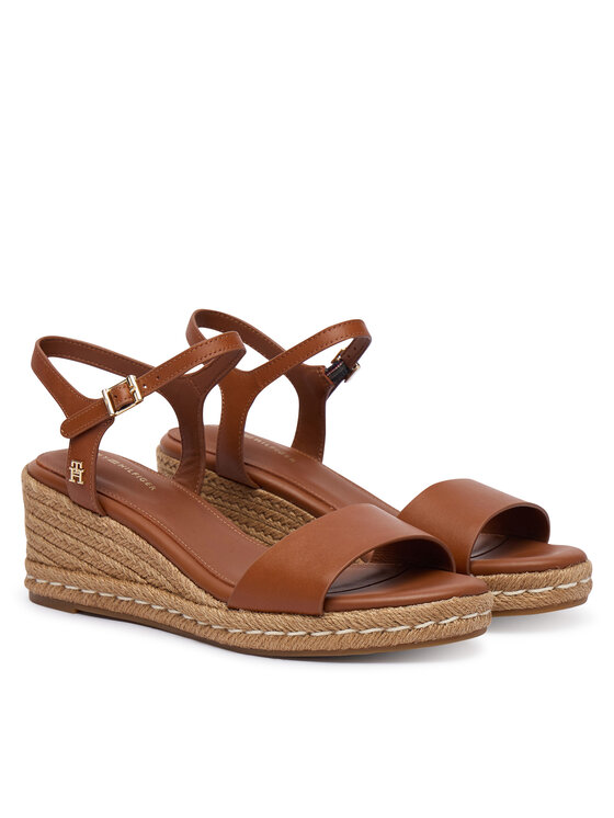 Tommy Hilfiger Tommy Hilfiger Espadryle Th Monogram Leather Wedge Espadrilles FW0FW09340 Brązowy