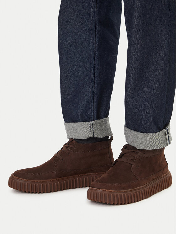 Clarks Clarks Kotníková obuv Torhill LaceHi 26184694 Tmavě hnědá