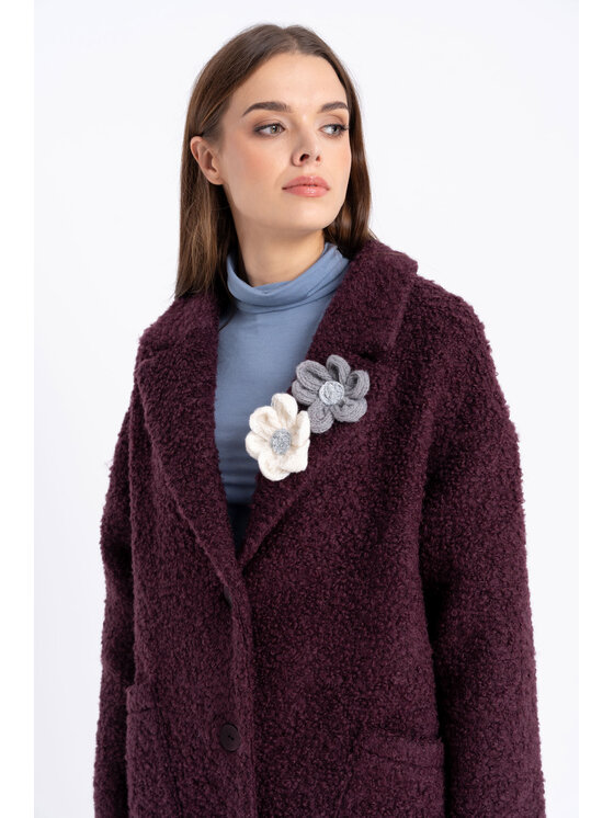 CLICK CLICK Παλτό χειμωνιάτικο 70-0020 Μπορντό Regular Fit