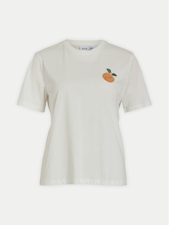 Vila Vila T-Shirt Sybil 14097443 Λευκό Regular Fit