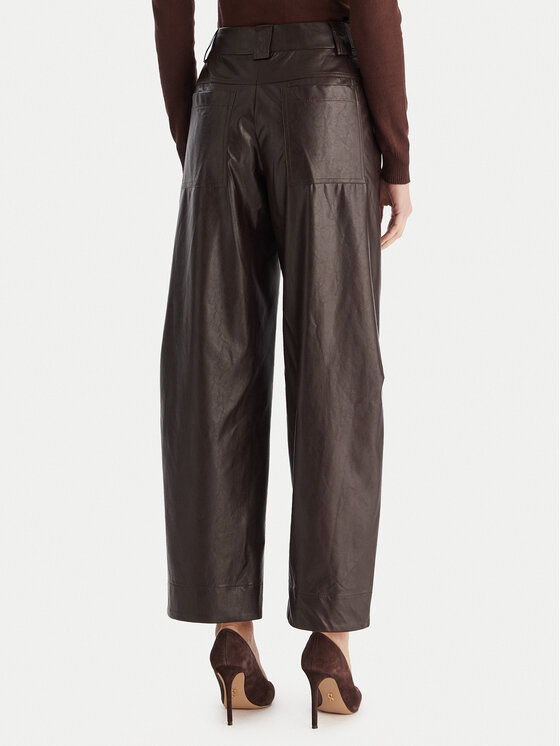 ACCESS FASHION ACCESS FASHION Kalhoty z imitace kůže 54-5132-188 Hnědá Regular Fit