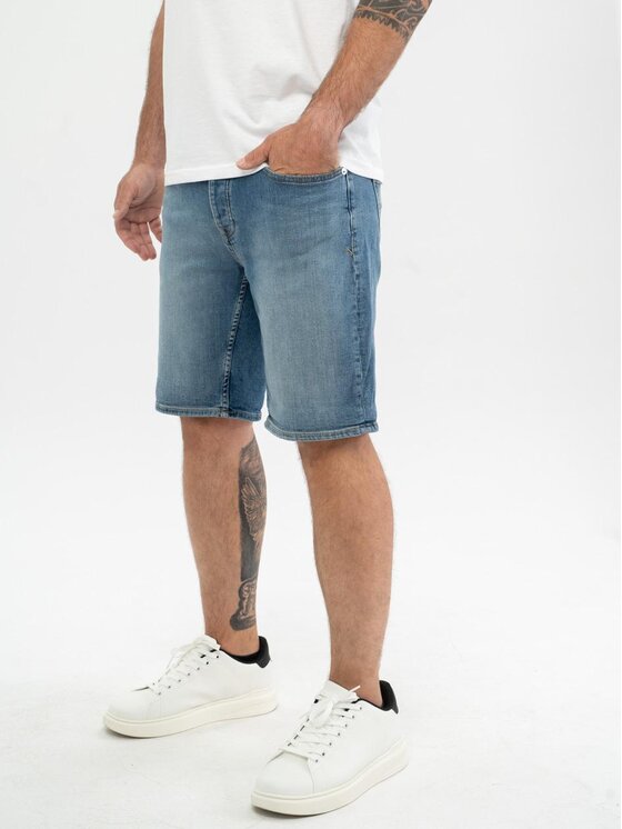 Szorty jeansowe, rozmiar 30, Niebieskie, Krótkie Spodenki Jeansowe Skinny Męskie Sprane Niebieskiee MyStars Classic 34