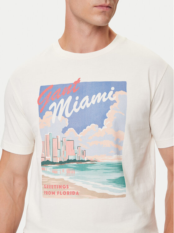 Gant Gant Tričko 2003341 Écru Regular Fit