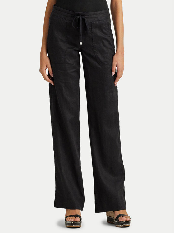 LAUREN RALPH LAUREN Lauren Ralph Lauren Kalhoty z materiálu 200735136001 Černá Wide Leg