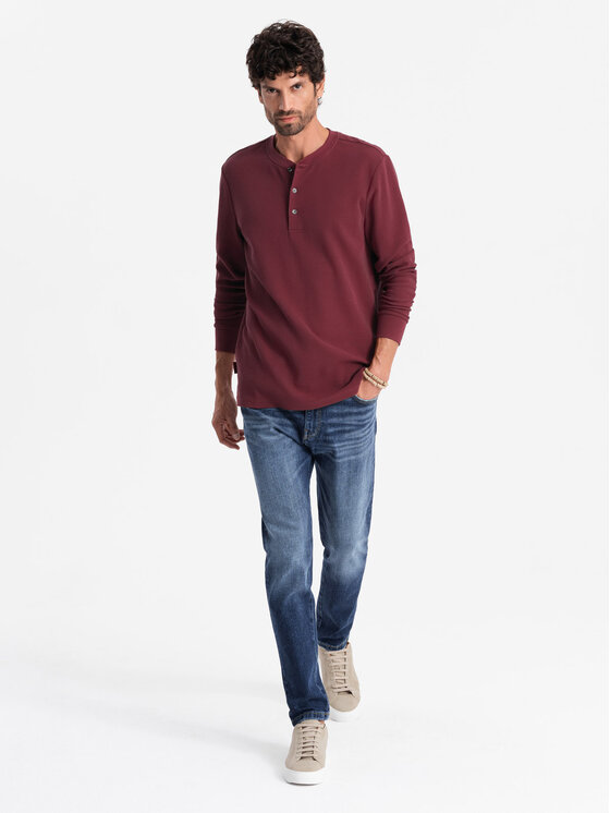 Ombre Ombre S dlouhým rukávem OM-LSCL-0120 Bordó Regular Fit
