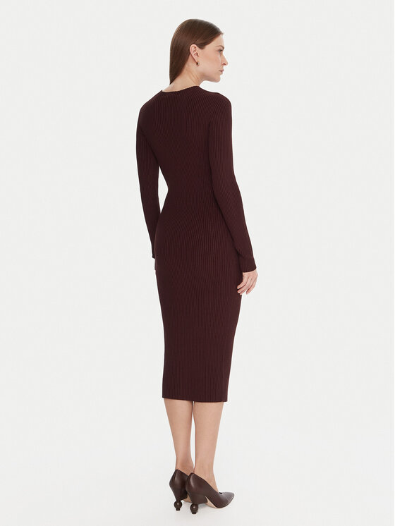 Kontatto Kontatto Трикотажна сукня 3M0829C Бордовий Slim Fit
