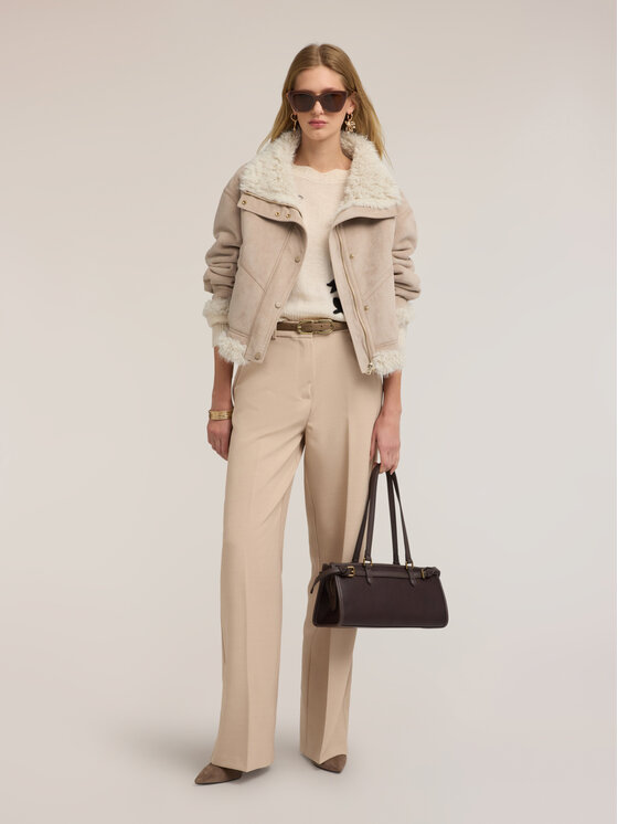 Motivi Motivi Pelliccia 8033Q000279N002 Crema Boxy Fit