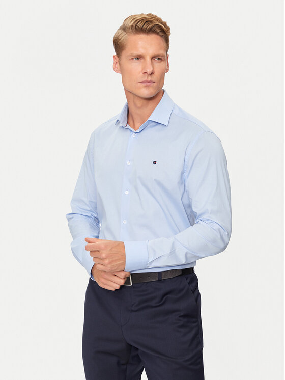 Tommy Hilfiger Krekls MW0MW38347 Gaiši zils Slim Fit