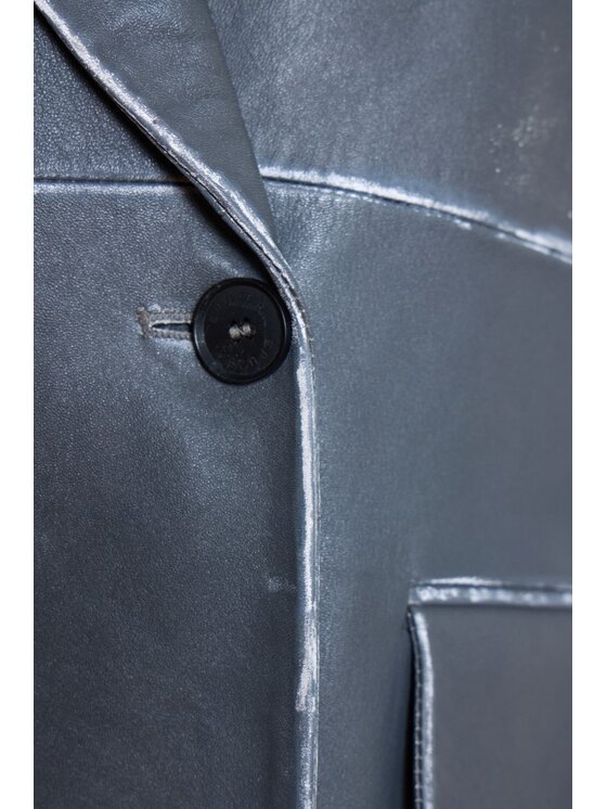 EPUZER EPUZER Kurtka skórzana Vintage leather Szary Standard Fit