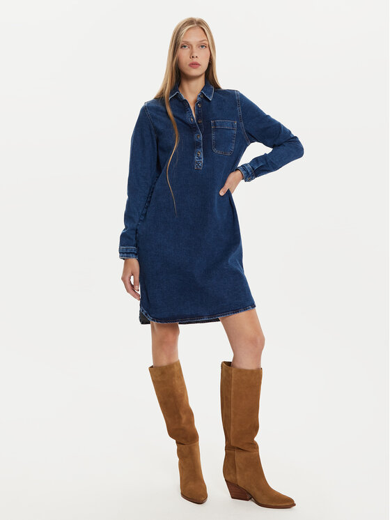 Mustang Mustang Vestito di jeans Aloha Henley 1015584 Blu Regular Fit