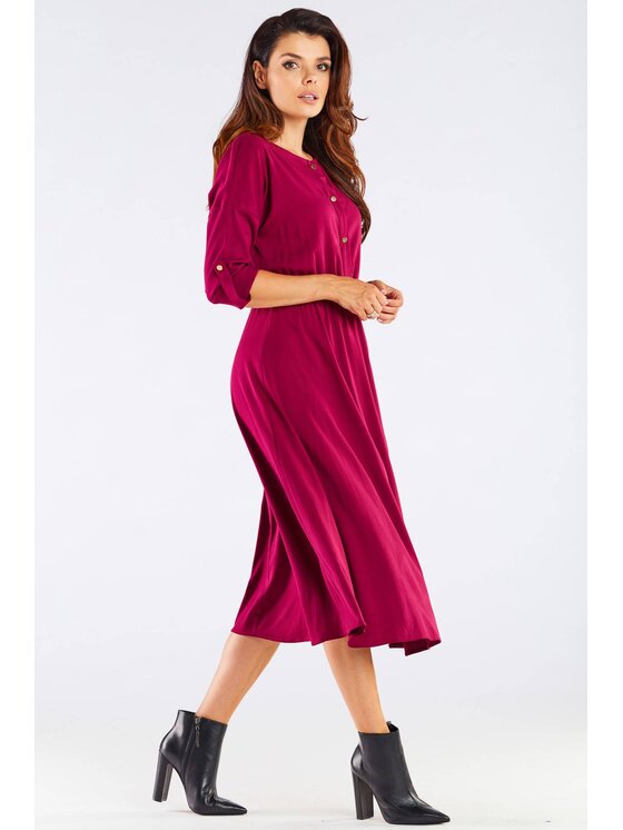 Awama Awama Letné šaty A452 Bordová Basic Fit