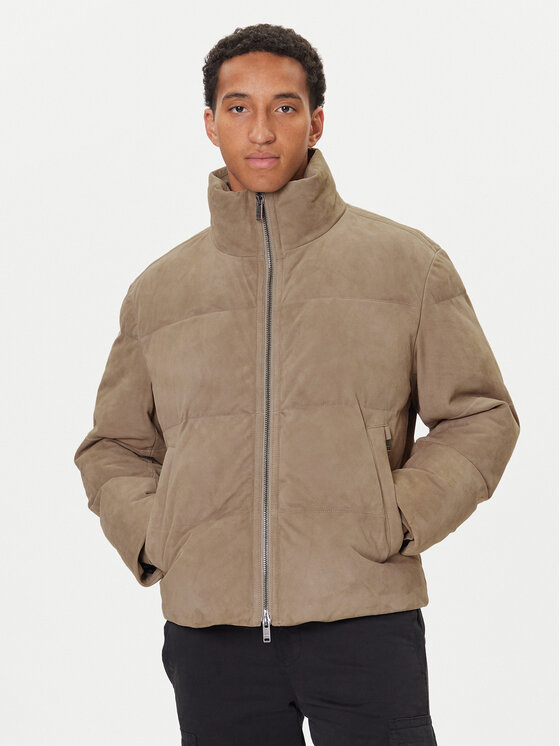 BOSS BOSS Bőrkabát Jocamp 50547546 Bézs Relaxed Fit