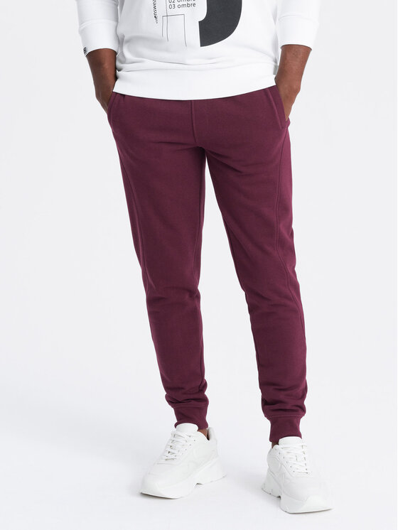 Ombre Ombre Joggers kalhoty OM-PABS-0174 Bordó Regular Fit