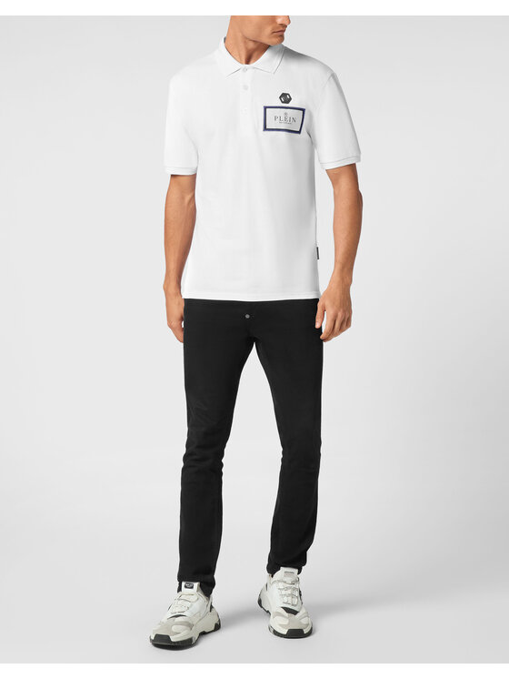 PHILIPP PLEIN PHILIPP PLEIN Polo 22131 Biały Slim Fit