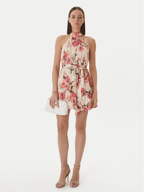 Guess Guess Sukienka koktajlowa W6GKAE W2555 Beżowy Regular Fit