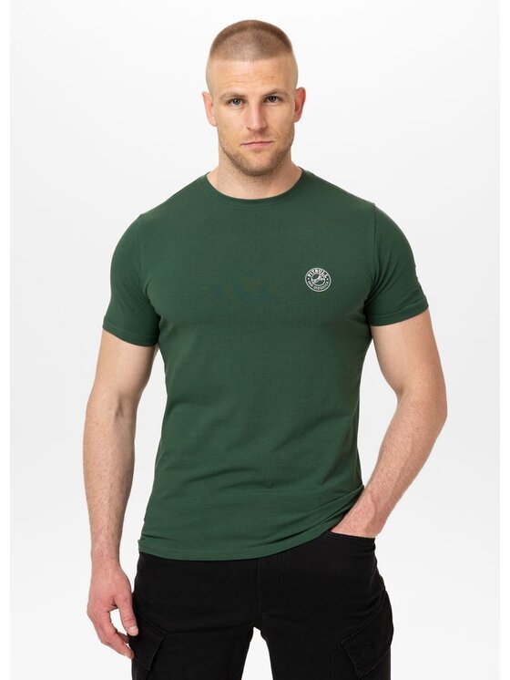 PITBULL PITBULL T-Shirt Koszulka męska Slim Fit SAN DIEGO CA SMALL LOGO 3XL Zielony Regular Fit
