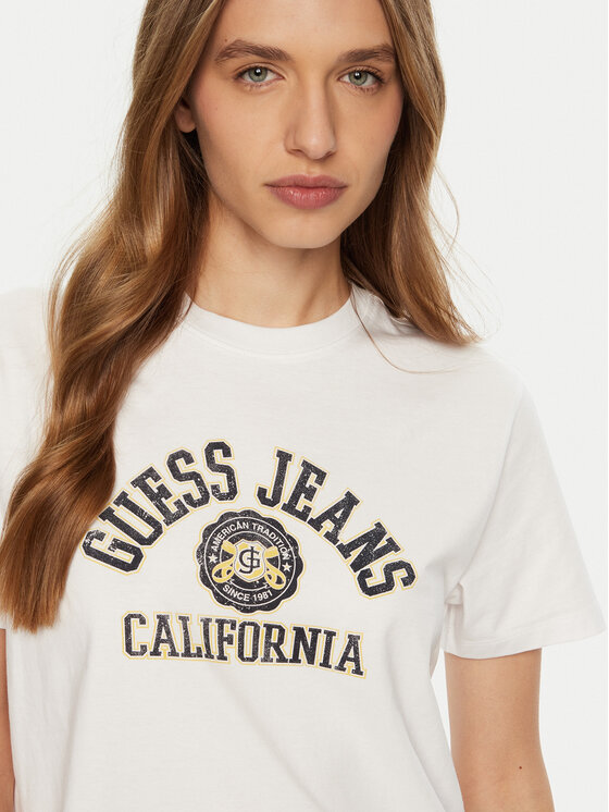 Guess Jeans Guess Jeans Tricou W5RI43 K8HM0 Alb Regular Fit