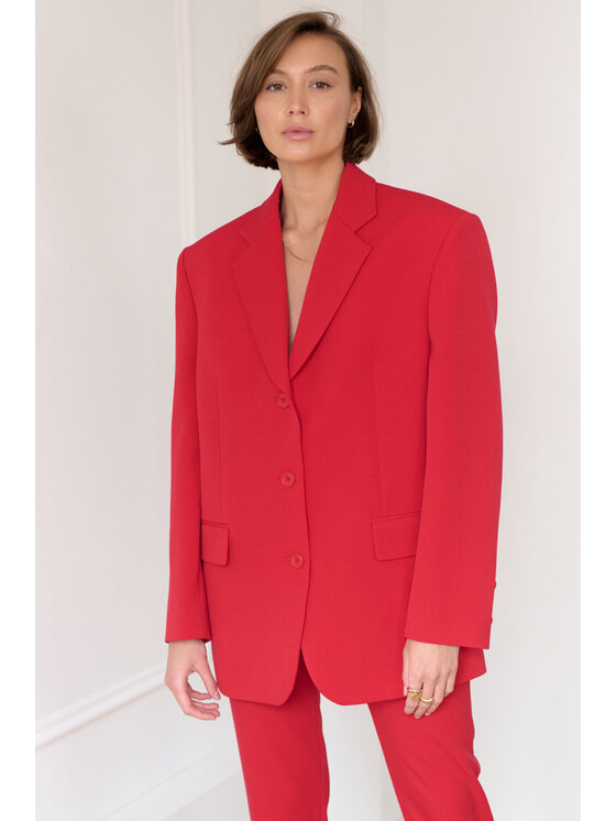 La Mania La Mania Kalhoty z materiálu NEW AIMIE RED Červená Classic Fit