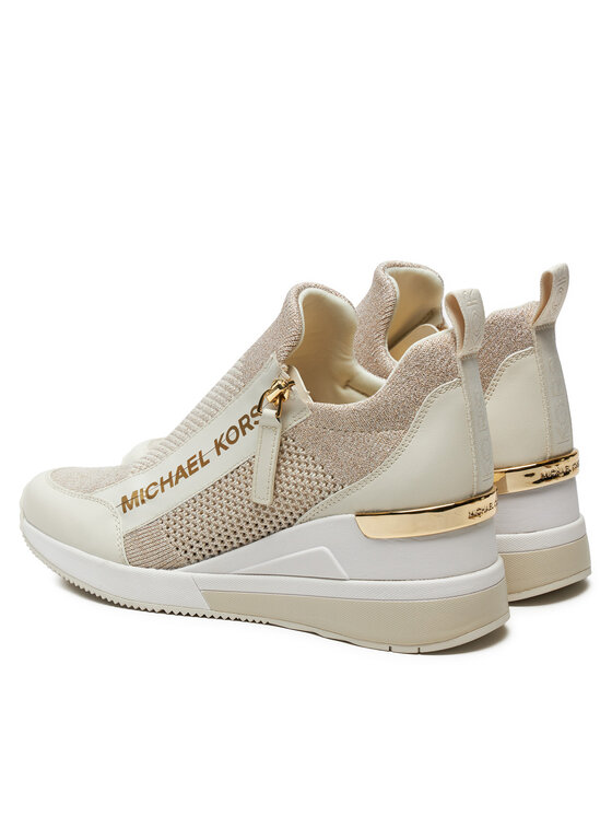 MICHAEL Michael Kors MICHAEL Michael Kors Laisvalaikio batai Wills Metallic Stretch Knit Trainer 43S3WIFS4D Smėlio
