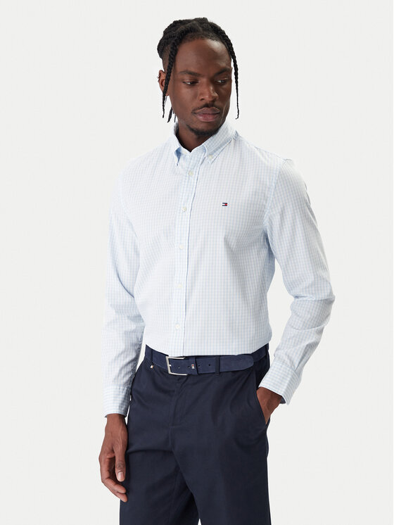 Tommy Hilfiger Tommy Hilfiger Marškiniai Gingham MW0MW41713 Žydra Regular Fit