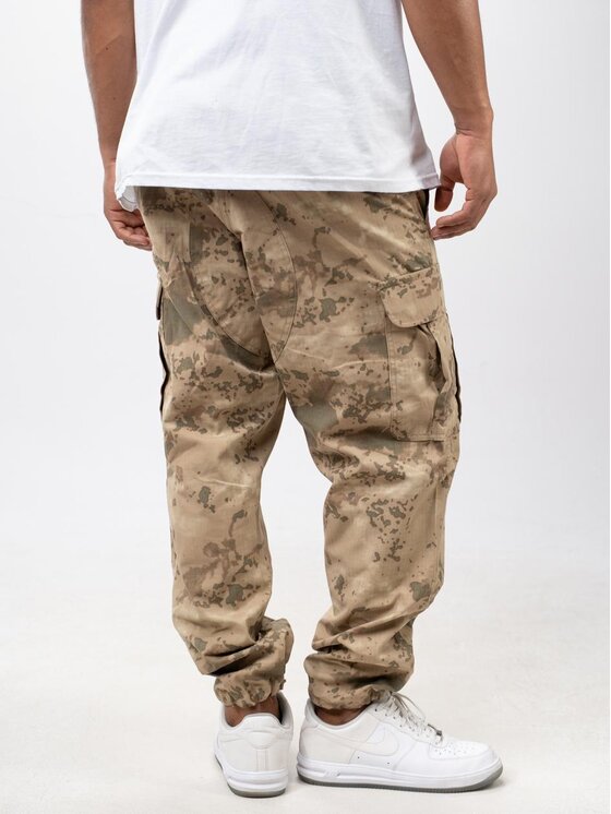 Jigga Wear Jigga Wear Spodnie cargo Spodnie Taktyczne, Polowe, Militarne, Bojówki Męskie Brązowe Camo Jigga Wear XL LONG Beżowy Regular Fit