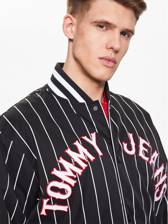 Tommy Jeans Tommy Jeans Μπόμπερ μπουφάν Pinstripe DM0DM15917 Μαύρο Relaxed Fit