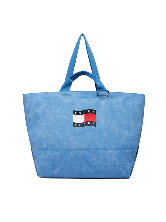 Tommy Hilfiger Tommy Hilfiger Ročna torba Wavy Flag Canvas Tote Bag AW0AW18466 Modra