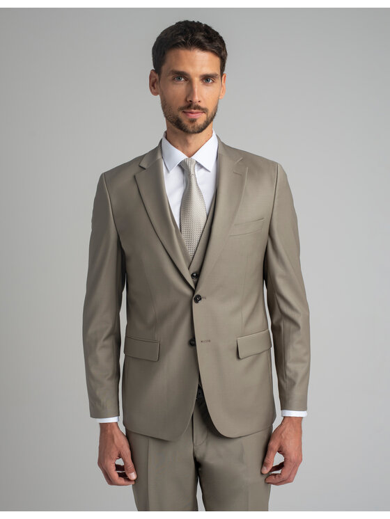 Borgio Borgio Marynarka brione_gi Beżowy Slim Fit