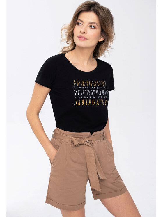 Volcano Volcano T-Shirt T-AMANDA Czarny Regular Fit