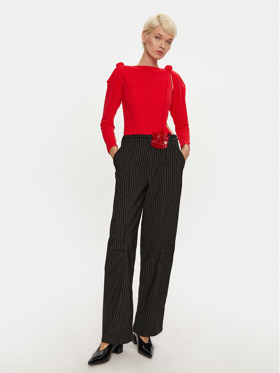 ROTATE ROTATE Bodi Linno 1137473017 Rdeča Slim Fit