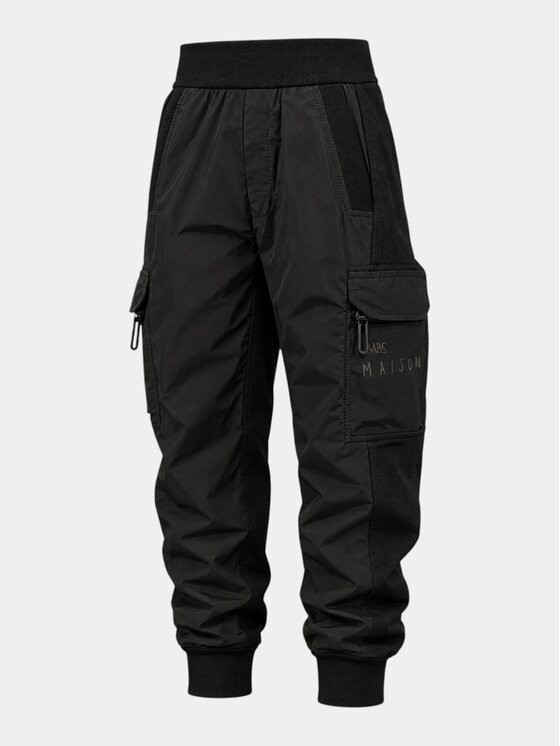 MADE BY SOCIETY MADE BY SOCIETY Spodnie materiałowe CARGO - P37573 Czarny Basic Fit